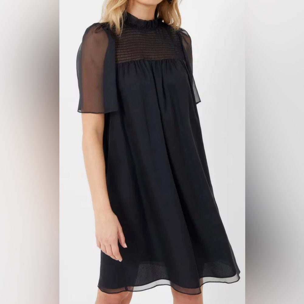 French Connection Ella Georgette Smocked Neck Mini Dress size XS